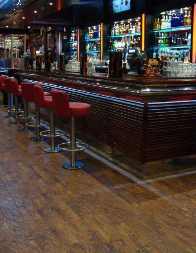 Elegant Wood Floor at TGI Fridays in Castleford. Flooring Project Done by Paynters Contract Flooring.