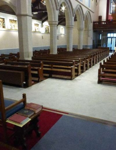 Bespoke Church Floor Installation. Finished Project by Paynters Contract Flooring.