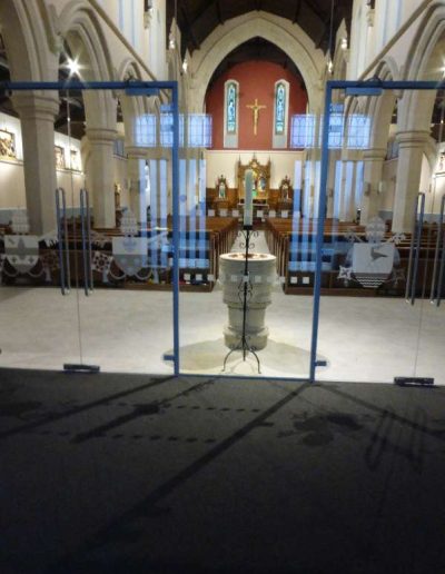 Black Flooring behing the alter: finished project by Paynters Contract Flooring.