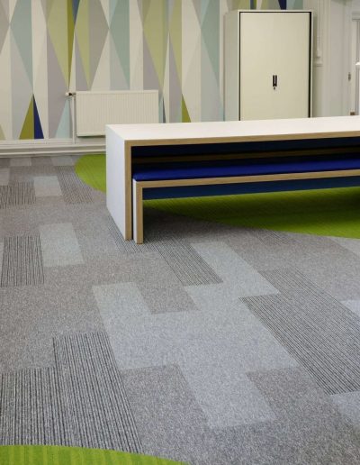 Grey Carpet Installation in the student area.